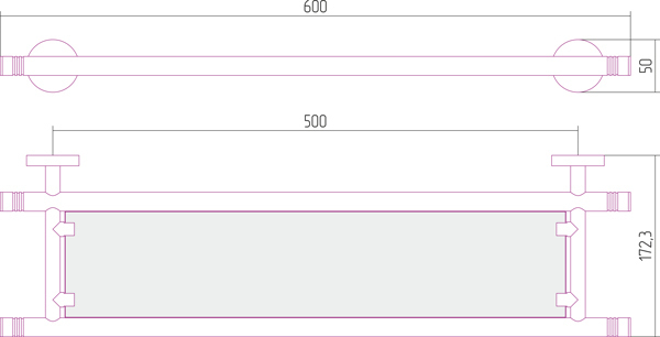 Полка КАНЬОН стеклянная (L 600)